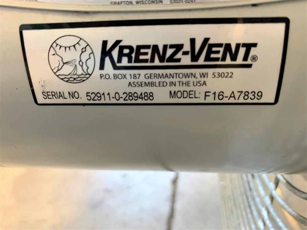 Krenz-Vent Transformer Cooling Fan F16-A7839 W/ Motor A4P17NZ107B